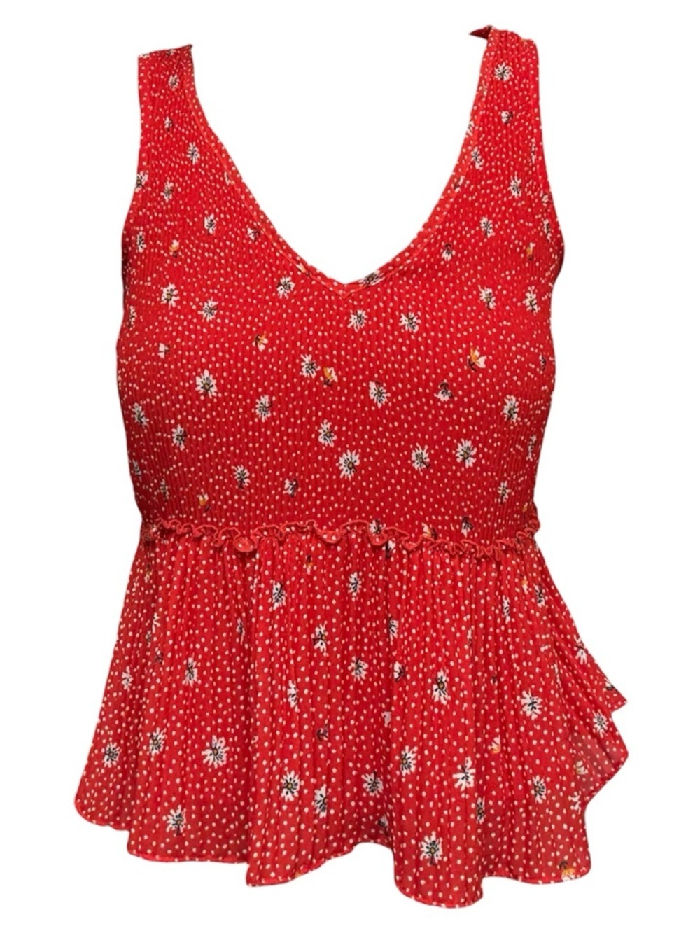 Zara Red Peplum Sleeveless Top